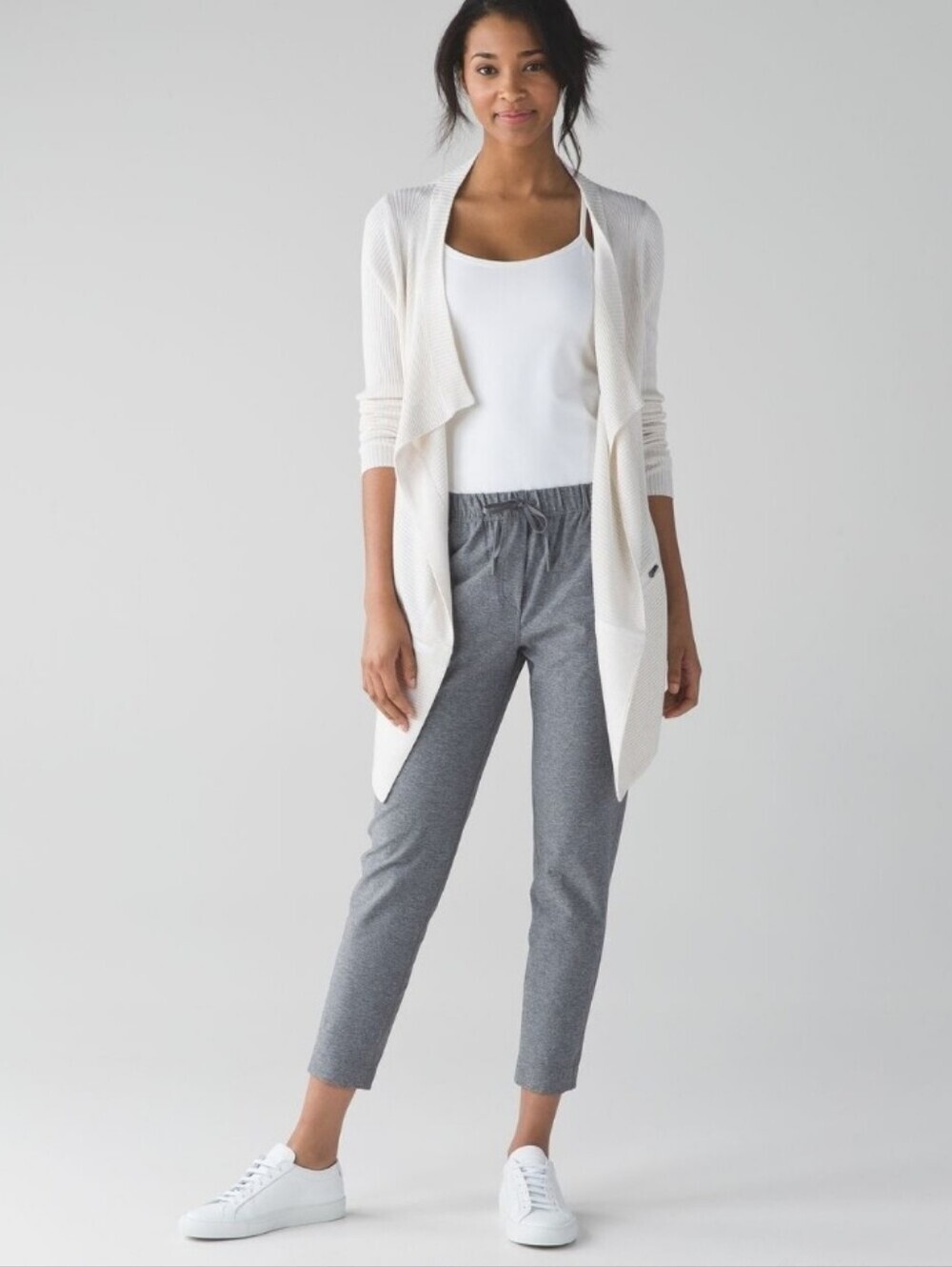 Lululemon Womans Jet Crop Jogger Charcoal Gray Drawstring Size 8
